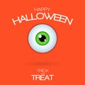 Happy Halloween. Trick or Treat. Funny Halloween greeting card monster greeneyes. Vector isolated illustration Royalty Free Stock Photo